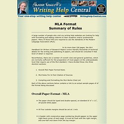 MLA format style... Summary of MLA format rules.