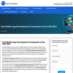 Top Mobile App Development Companies In UAE 2021