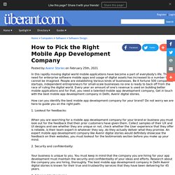 How to Pick the Right Mobile App Development Company