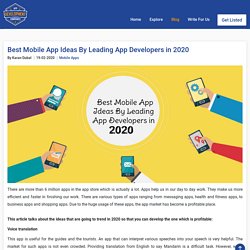 Best Mobile App Ideas By Leading App Developers in 2020