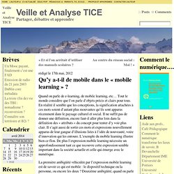 Qu’y a-t-il de mobile dans le « mobile learning »