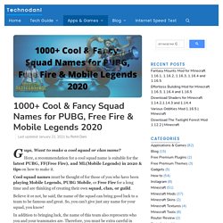 1000+ Cool & Fancy Squad Names For PUBG, Free Fire & Mobile Legends 2020 - Technodani