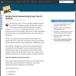 Mobile Social Networking Grows; Top 10 SocNets