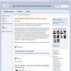 Core Mobile Web Platform Community Group