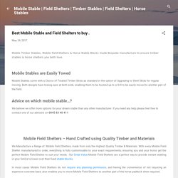 Best Mobile Stable and Field Shelters to buy .