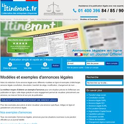 Modèles et Exemples d’Annonces Légales