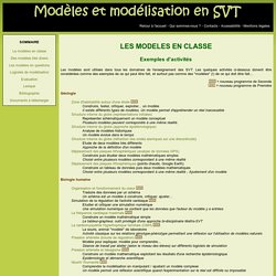 Modèles et modélisation en SVT : Les modèles en classe