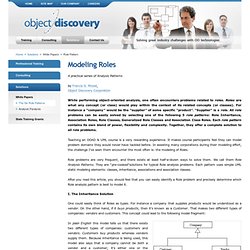 Modeling Roles A practical series of Analysis Patterns