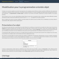 Programmer en Python 3 - Modélisation pour la programmation orientée objet