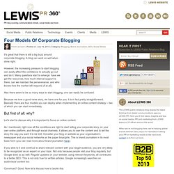 Four Models Of Corporate Blogging