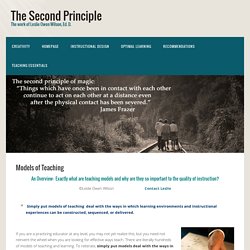 Models of Teaching - The Second Principle