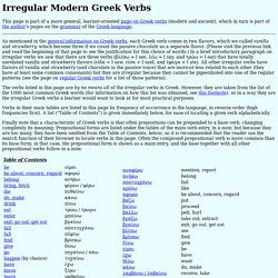 Modern Greek Verbs: Irregular