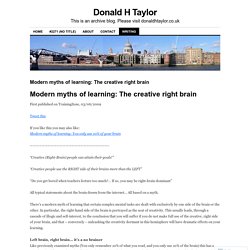 Modern myths of learning: The creative right brain