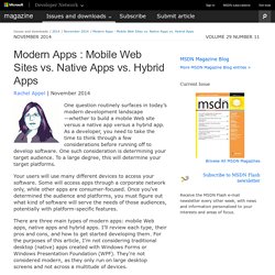 Modern Apps - Mobile Web Sites vs. Native Apps vs. Hybrid Apps