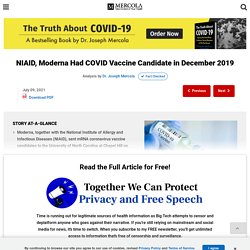NIAID, Moderna Had COVID Vaccine Candidate in December 2019