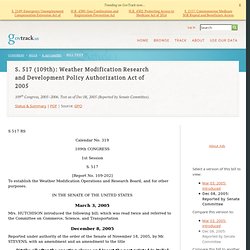 Full Text of S. 517 (109th): Weather Modification Research and Development Policy Authorization Act of 2005