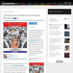 CIA behavior modification: Project Bluebird - National US Intelligence