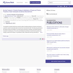 Publication meta - Bio-field Treatment: A Potential Strategy for Modification of Physical and Thermal Properties of Gluten Hydrolysate and Ipomoea Macroelements - Publications