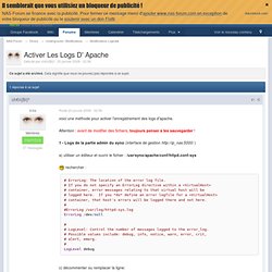 Activer Les Logs D' Apache - Modifications Logiciels