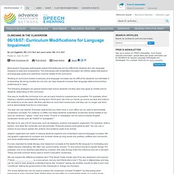 Curriculum Modifications for Language Impairment