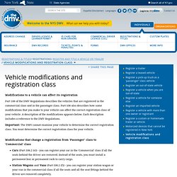 S DMV - Vehicle Registration - Vehicle Modifications and Registration Class