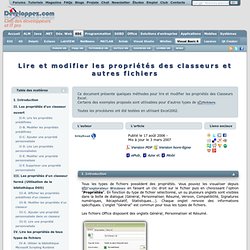 Lire et modifier les propriétés des classeurs et autres fichiers