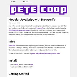 Modular JavaScript with Browserify