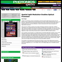 Spatial Light Modulator Enables Optical Processor (Photonics Spectra