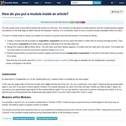 How do you put a module inside an article?
