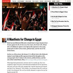 Mohamed ElBaradei: The Return of the Challenger to Egypt