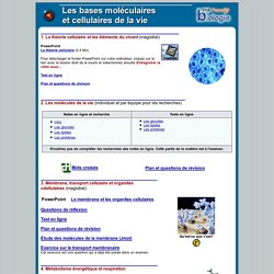 Bases moléculaires et cellulaire du vivant