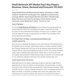 Small Molecule API Market Top 7 Key Players Revenue, Share, Demand and Forecasts Till 2023 – Telegraph