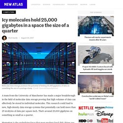 Icy molecules hold 25,000 gigabytes in a space the size of a quarter