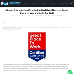 Monarch Innovation Certified as a Great Place to Work® in India for 2021