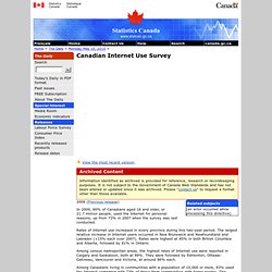 The Daily, Monday, May 10, 2010. Canadian Internet Use Survey