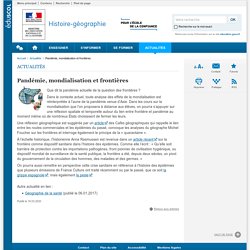 Pandémie, mondialisation et frontières - Histoire-géographie - Éduscol