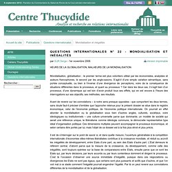 Mondialisation et inégalités - Centre Thucydide - analyse et recherche en relations internationales