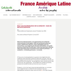 Document 4 - Pour une mondialisation de la solidarité - texte de Bernard Salamand - France Amérique Latine