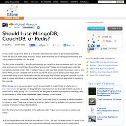 Should I use MongoDB, CouchDB, or Redis?