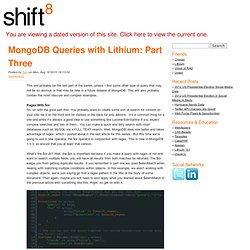 MongoDB Queries with Lithium: Part Three » Shift8