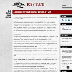 A MongoDB Tutorial using C# and ASP.NET MVC