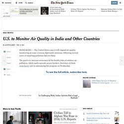 U.S. to Monitor Air Quality in India and Other Countries