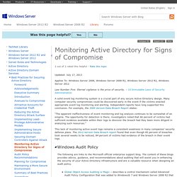 Monitoring Active Directory for Signs of Compromise