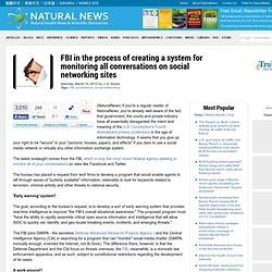FBI in the process of creating a system for monitoring all conversations on social networking sites