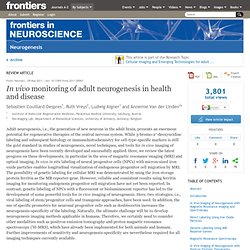In Vivo Monitoring of Adult Neurogenesis in Health and Disease