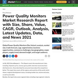 Power Quality Monitors Overview, Size, Share and Trends 2021