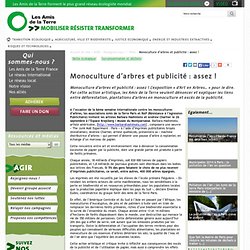 Monoculture d’arbres et publicité : assez !