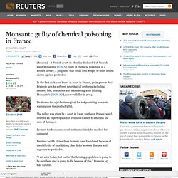 Monsanto guilty of chemical poisoning in France