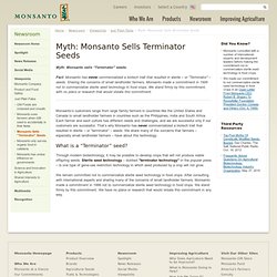 Is Monsanto Going to Develop or Sell "Terminator" Seeds?