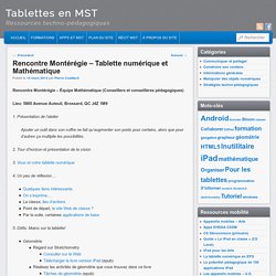 Rencontre Montérégie – Tablette numérique et Mathématique